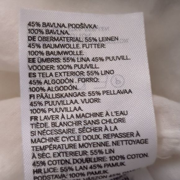 H&M White & Blue Floral Linen Blend Dress. Smocked back. Midi length. Med  EUC - Picture 9 of 9